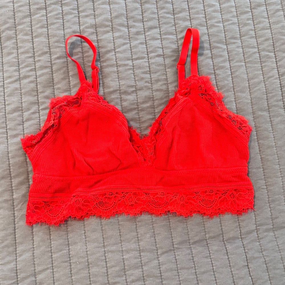 Aerie Vibrant Red Lace Bralette